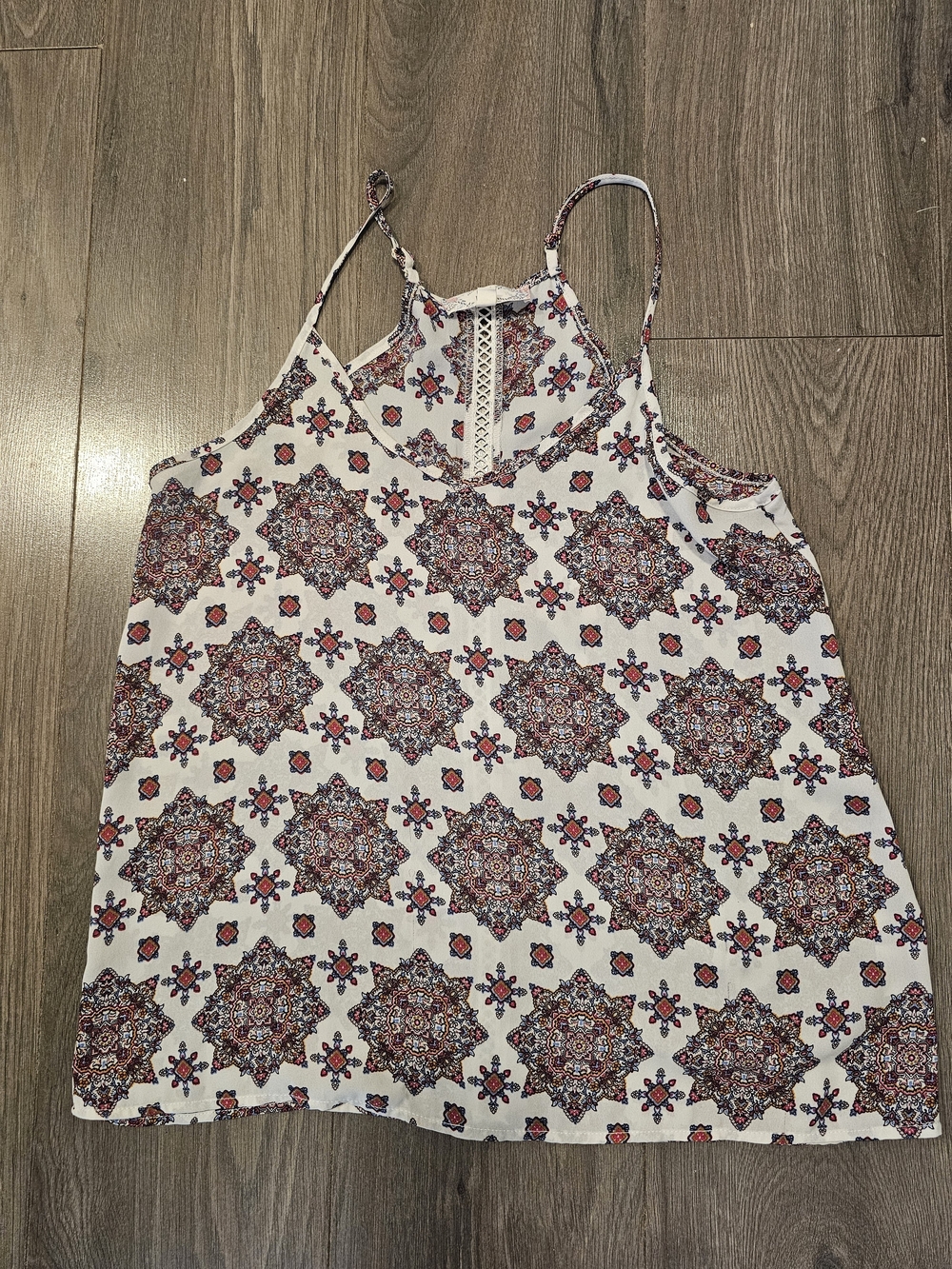 Pink Rose Women Printed Tank Top- White/Red/blue